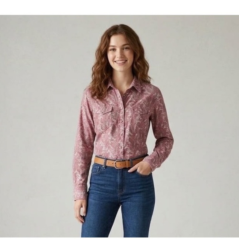Vintage Y2K J.Crew Paisley Western Shirt Women L Corduroy Boho Coastal Cowgirl